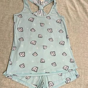 Pajama short set racer back tank diamonds size Small EUC! Super soft